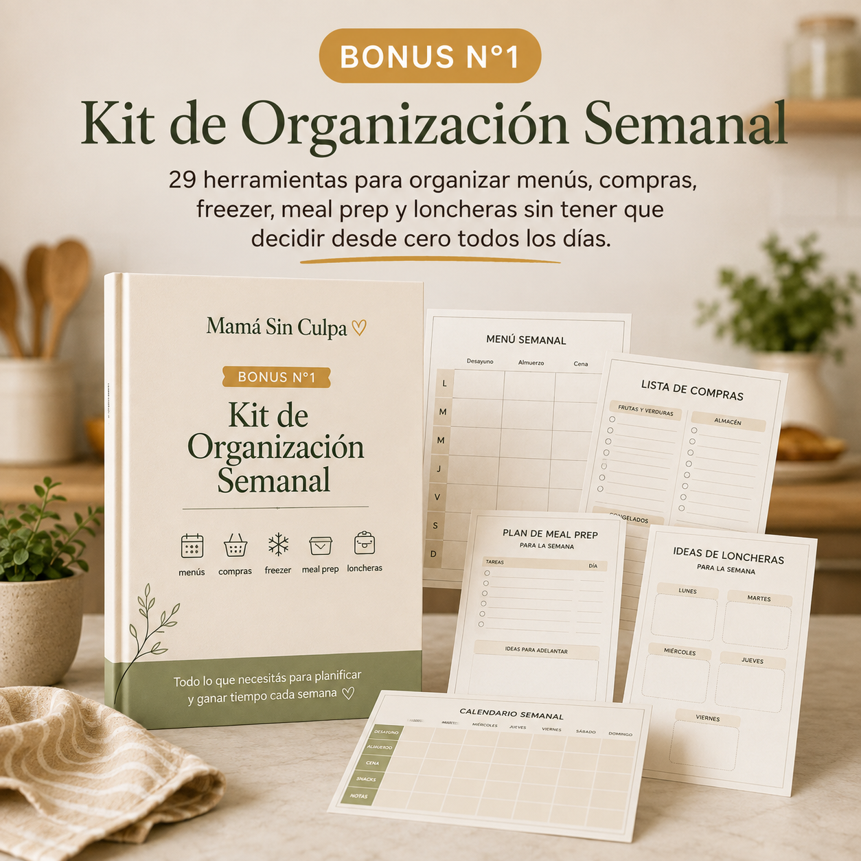 Mockup del bonus Kit de Organización Semanal