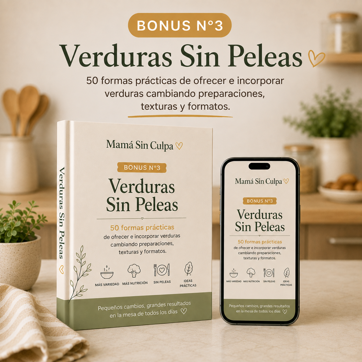 Mockup del bonus Verduras Sin Peleas